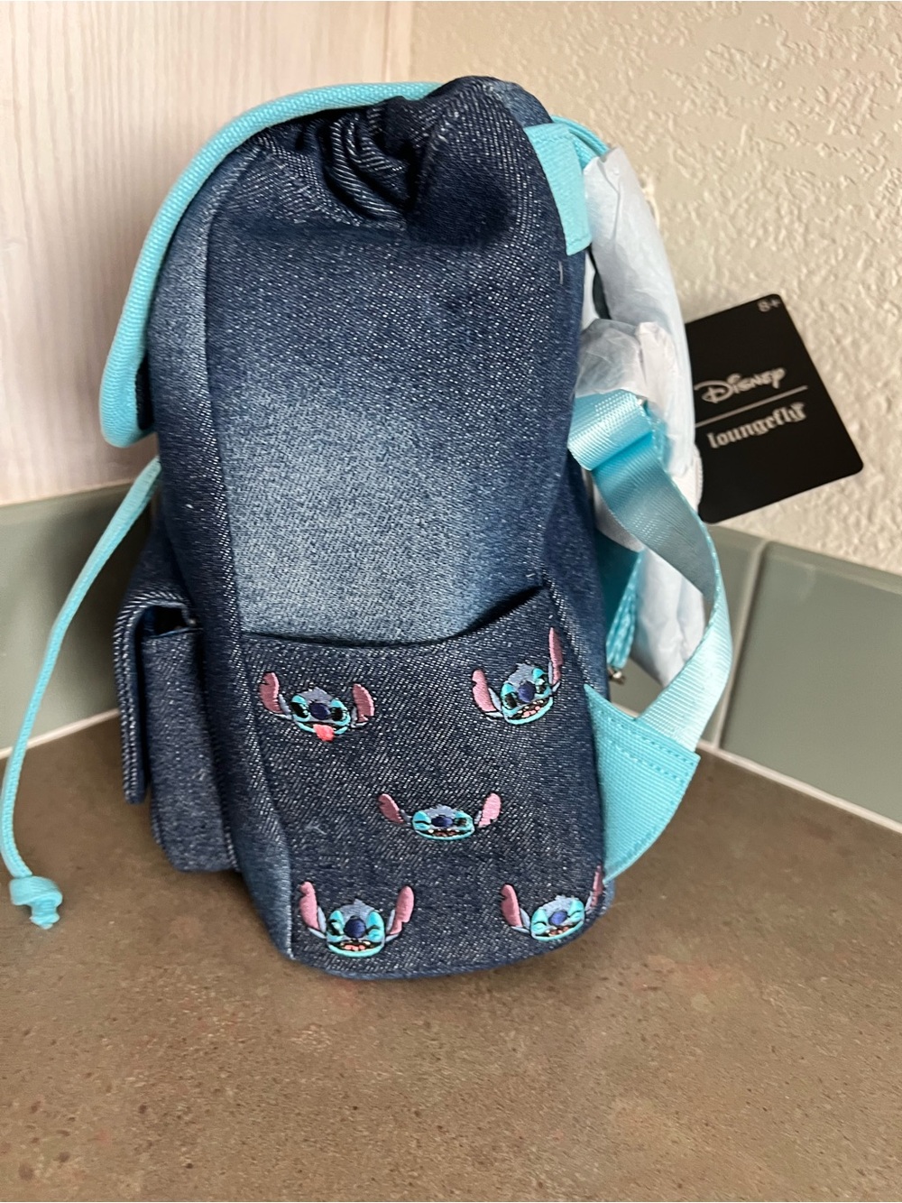 Loungefly/Disney Lilo & Stitch Denim Backpack - Blue - Picture 4 of 4